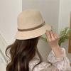 PU Leather Belt Women Sunscreen Hats Wide Brim Outdoor Straw Hats Korean Summer Bucket Hats  Beach