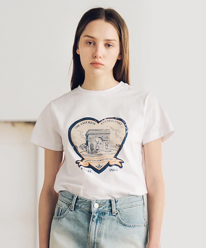 THE SATURDAY EVENING POST Футболка с принтом 'Arch Heart'_Белый