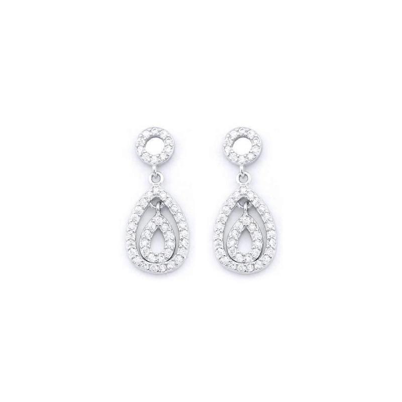 Round CZ Halo Avocado Earrings