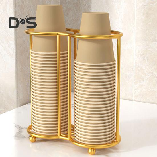 Держатель для бумажных стаканчиков для кухни, полый дизайн, 2 отделения, универсальный органайзер для одноразовых стаканчиков, стойка для хранения на офисной столешнице