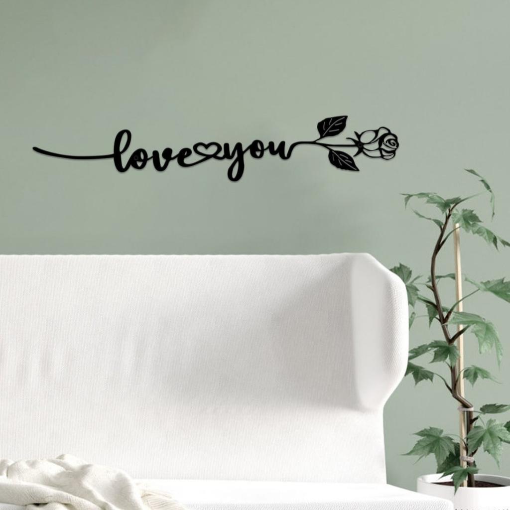 Wall Art Decor Metal Love You Wall Decor Rose Rustic Love Sign for Family Room Decor