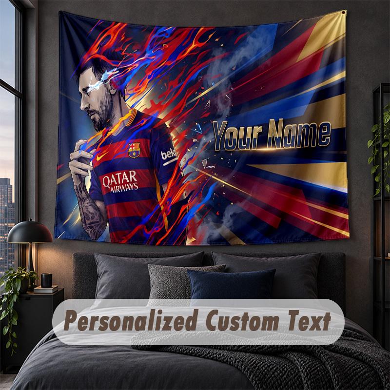 Custom Name Text Tapestry,Lionel Messi Decorative Wall Hanging, Background Tapestry For Home Bedroom