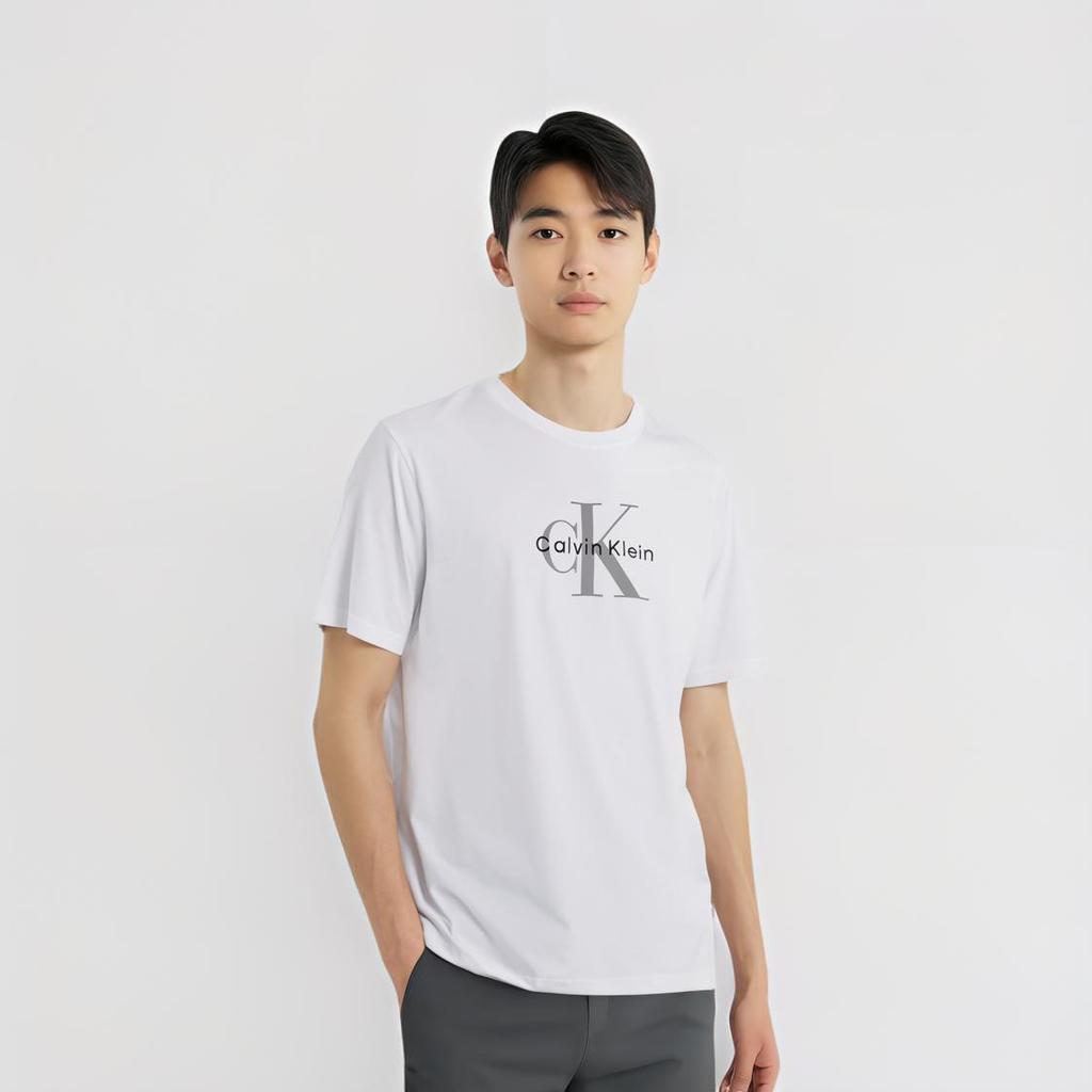 Calvin Klein Футболка с коротким рукавом и надписью, с круглым вырезом, мужская, топы, белая 4RB862G-YAA