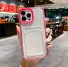 Роскошный прозрачный чехол-бампер с слотом для карт 3 в 1 для iPhone 15 14 13 12 11 Pro Max Plus X XS XR 7 8 SE, чехол-кошелек с конфетной рамкой