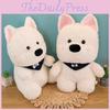 Adorable Scarf White Dog Plush Toy Soft Stuffed Animal For Gifts And Events