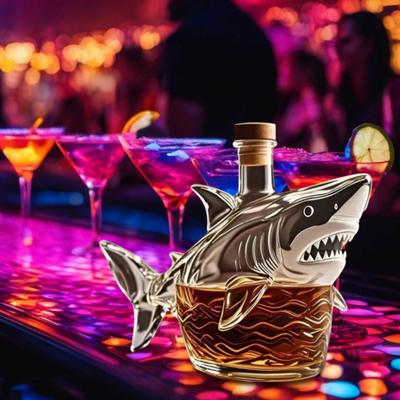 Графин для бутылки виски с 3D-резным дизайном в виде акулы, декоративная бутылка для ликера, контейнер для вина, пива, центральное украшение для домашнего бара