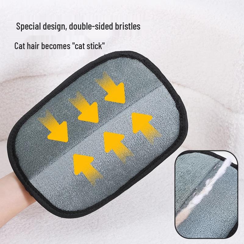 Double-Sided Pet Hair Removal Glove with Cat Hair Trimmer and Static-Free Bristles