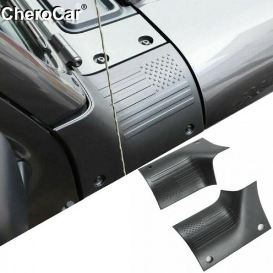 Cowl Body Armor Cover Corner Guards US Flag For Jeep Wrangler JL JT 2018+ Black