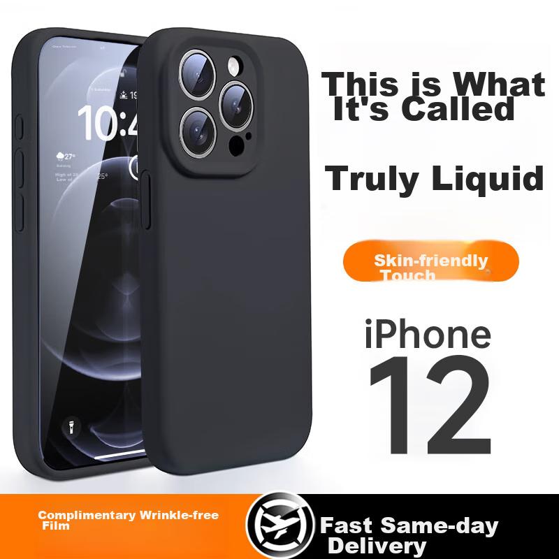DIVI Official Version True LiquidIPhone 12 Pro Max Case, Liquid Silicone Skin-Friendly Full Camera Protection Shockproof Cover, Black