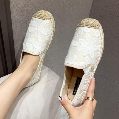 Модные эспадрильи с вышивкой в виде цветка маргаритки, женские, весенне-осенние, балетки без задника, лоферы, женские мокасины слипоны, тканевые рыбацкие туфли