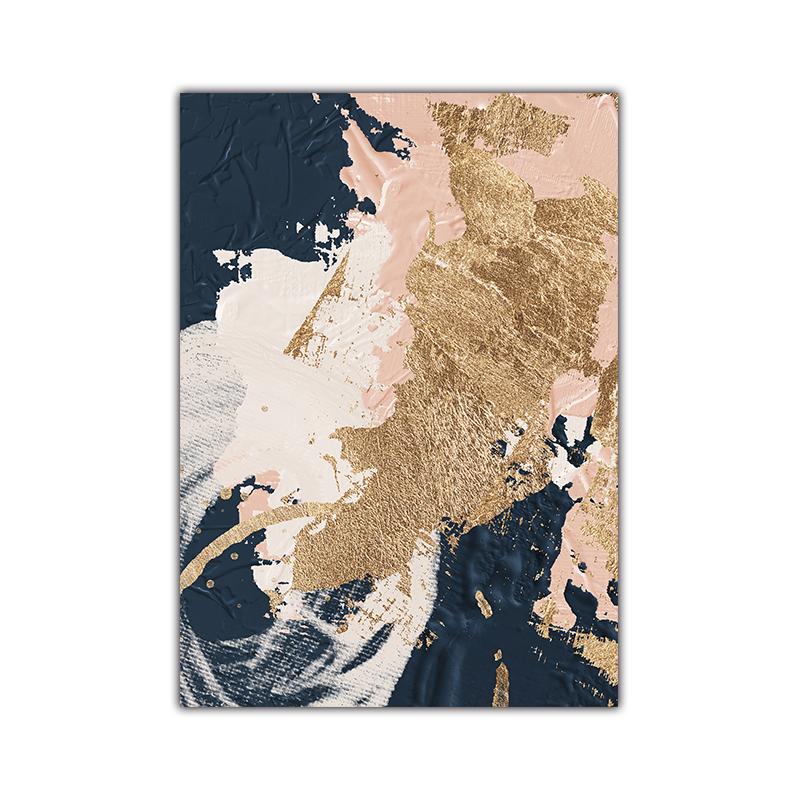 Синий Розовый Золотой Современная Абстрактная HD Ручная Роспись Маслом Печать На Холсте Картина Плакат Для Скандинавского Настенного Искусства Домашний Декор Комнаты
