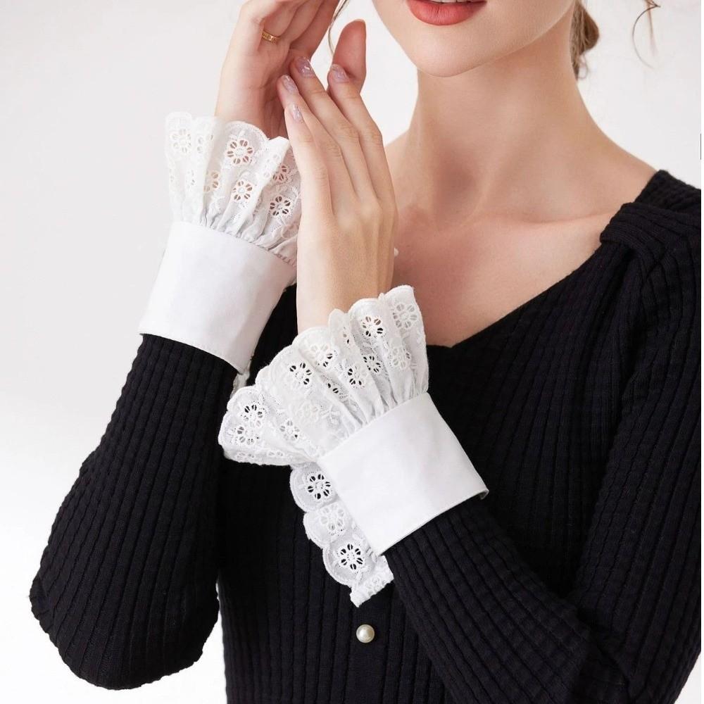 Hollow Out Lace Sleeve French Style Decorative Cuffs Fashion Hollow Lace Cuffs Women