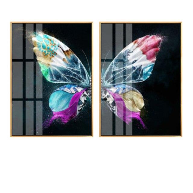 Яркий цвет крылья бабочки скандинавский скандинавский холст хлопок картина Золотая бабочка ретро комната декоративный настенный постер