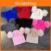 Double Color Solid Ball Knitted Cap Beanie With No Brim For Winter Use Daily