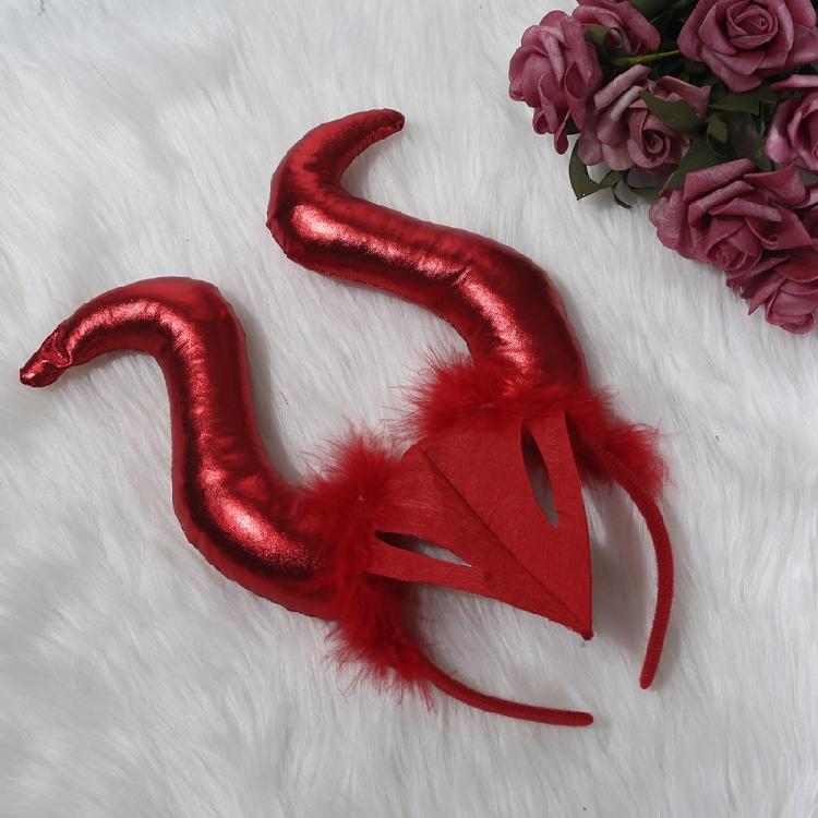 Повязка на голову с рогами дьявола, повязка на голову с бычьим рогом, головной убор с рогом демона на Хэллоуин, обруч для волос с рогом дьявола, диадемы на Хэллоуин