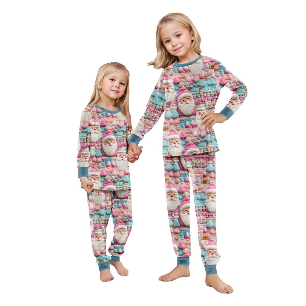 Matching Family Christmas Print Flannel Homewear Set Long-Sleeve Top And Pants