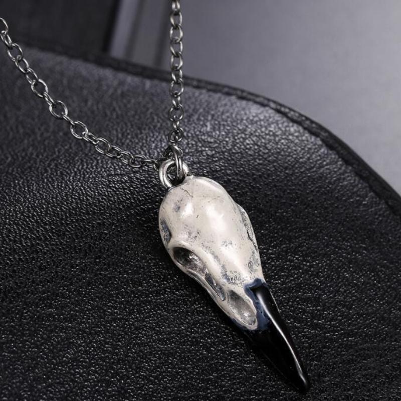 Мини-колье с черепом ворона, 3D черепа ворона, ожерелье с черепом жуткой птицы, унисекс, подарок с готическим черепом