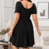 Женские большие размеры, модные, повседневные, свободные, с коротким рукавом, квадратным вырезом, однотонные, обтягивающие платья