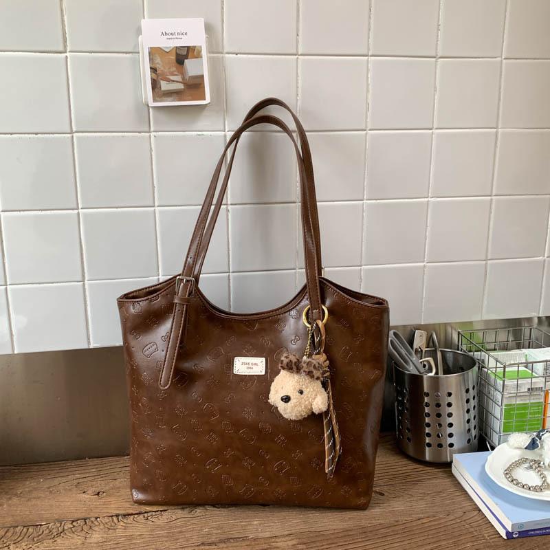 Простая ретро коричневая сумка Maillard женская 2025 новая дорожная сумка большой вместимости на плечо премиальная сумка-тоут