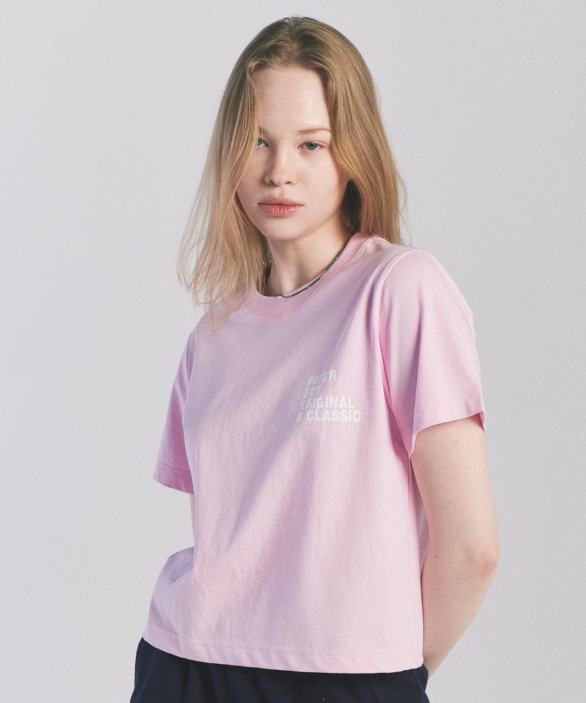 PAPERBOY Crop Classic Short Sleeve T-Shirt - Pink