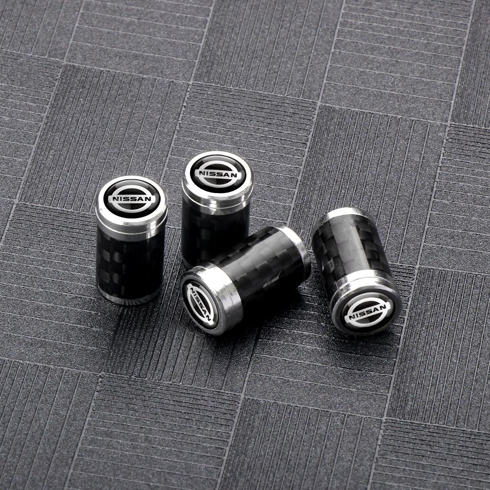 CHUQAZ1 4pcs Car Style Wheel Tire Carbon Fiber Metal Valve Cover Tire Dust Cover For Nissan Nismo X-Trail Qashqai Micra Patrol Maxima
