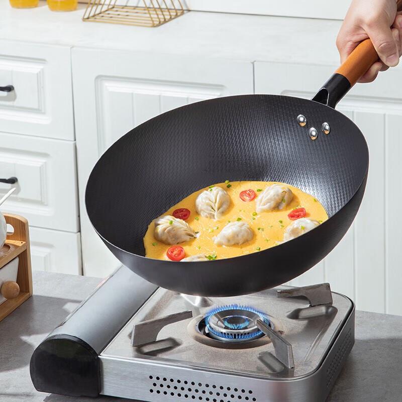 Kangbach 32cm Non-Coated Refined Iron Flat-Bottom Wok