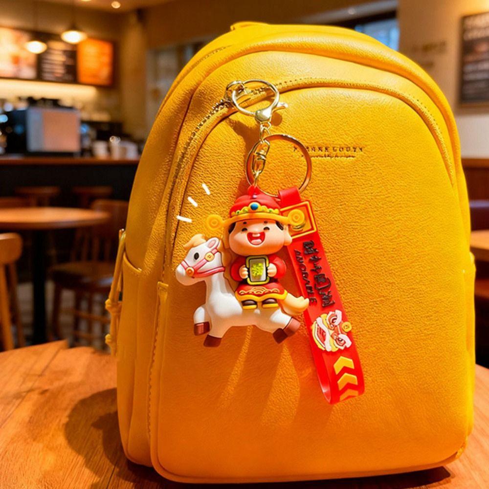 Маленький Бог Богатства Брелок Год Лошади в китайском стиле Новогодний Брелок Подвеска для школьной сумки для девочек