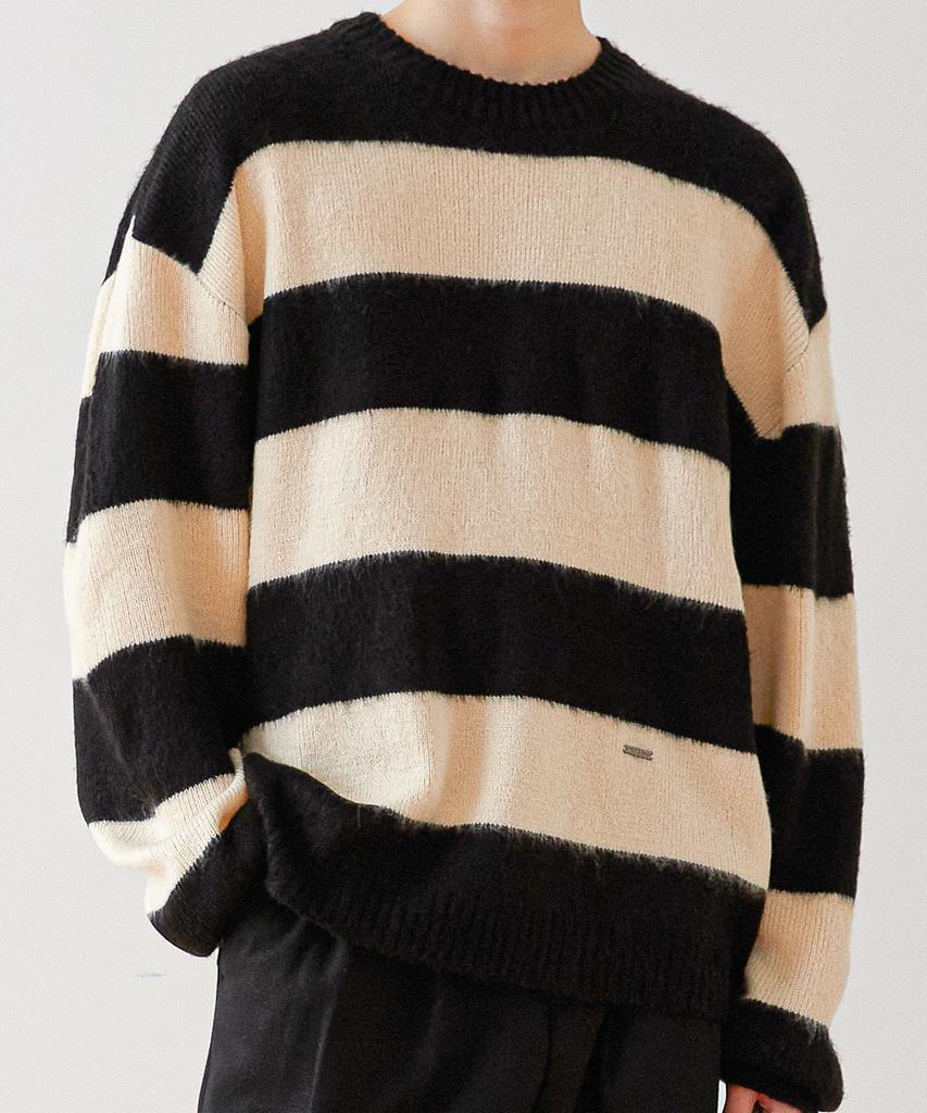 TRIP LE SENS Hairy Stripe Knit_Blue Green