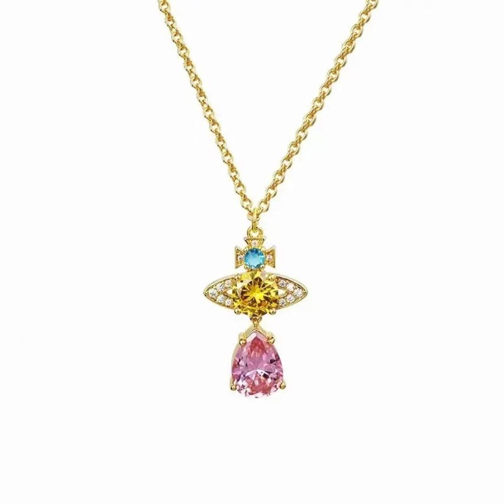 Ожерелье «Капля воды», «Слеза русалки», «Планета», женское, кулон «Сатурн», цепочка для ключицы, модная бижутерия, подарок