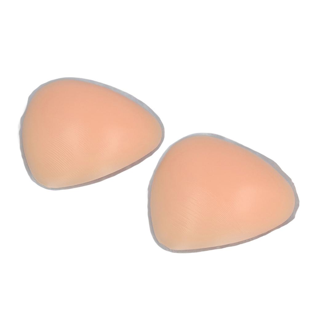 1 Pair Silicone Bra Inserts Extra Thick Waterproof Reusable Self Adhesive Triangular Shape Push Up Pads Flesh Color
