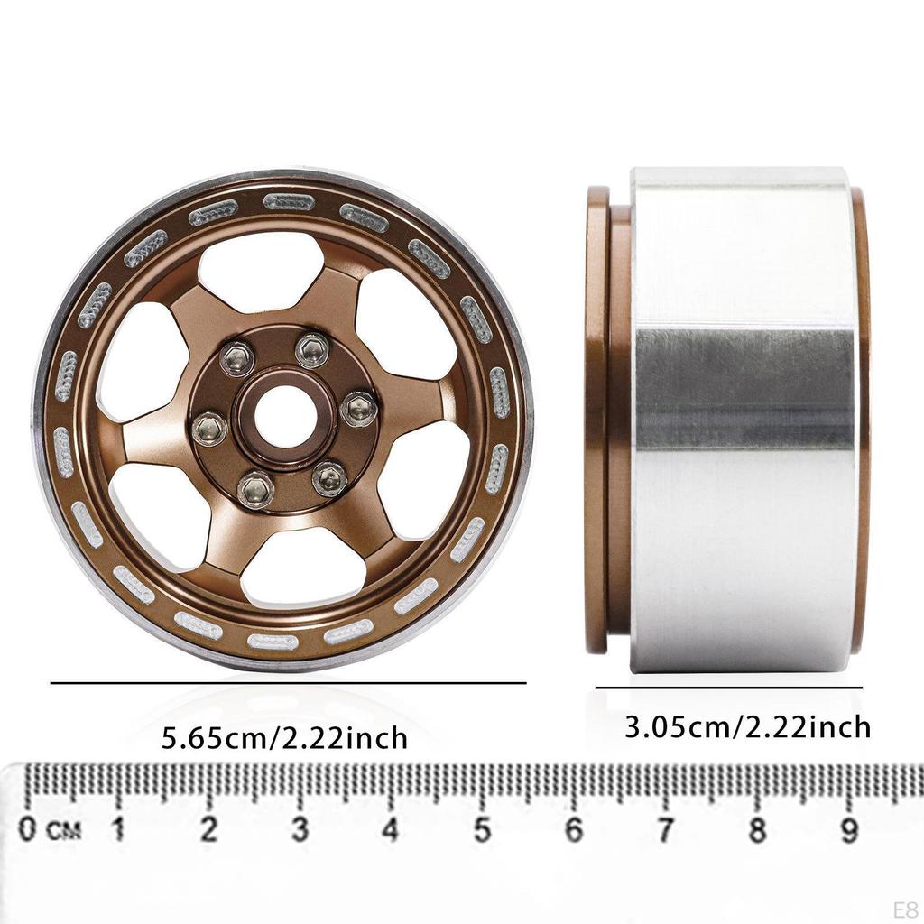 4 Pieces 1.9" Beadlock Wheels, 1/10 RC Wheel Rim Replacements, Metal Hub for SCX10