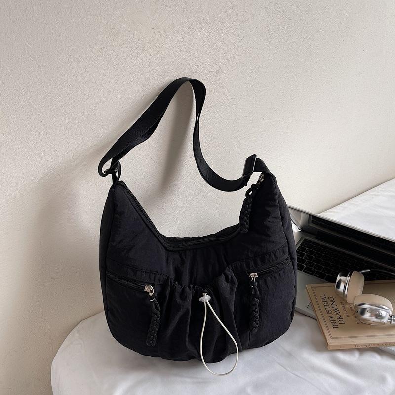 Свежая повседневная модная сумка-тоут для девочек, большая вместительная сумка-мессенджер для поездок на работу, плиссированная сумка на шнурке, легкая женская сумка через плечо