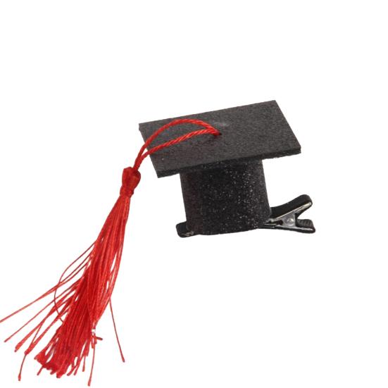 Yousheng Graduation Hat Hair Clip Felt Fabric Doctor Hat Shape Mini Cap with Tassel Hair Pin Kindergarten College Party Accessory