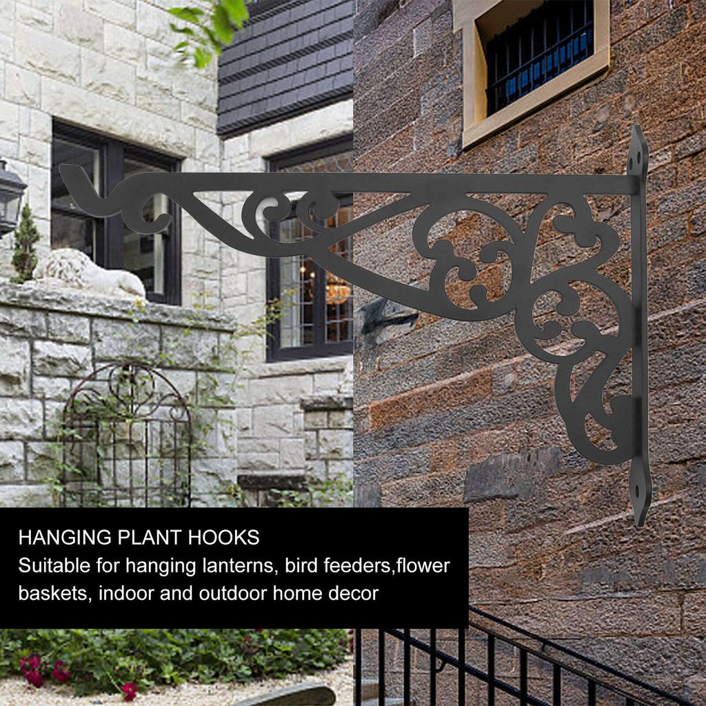 Уличный подвесной кронштейн из черного железа, многофункциональный декоративный держатель для растений, кормушка для птиц, фонарь, колокольчики, украшения