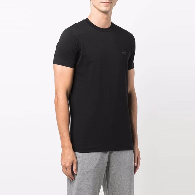Emporio Armani FW21 Повседневная футболка с коротким рукавом и аппликацией с логотипом Мужские топы Черный 8N1TQ61JRGZ0999