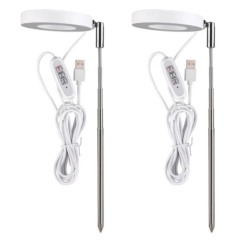 Светодиодная кольцевая лампа для выращивания растений, полноспектральная лампа для выращивания растений с автоматическим таймером включения/выключения, регулируемая высота, регулируемые лампы для выращивания растений в помещении