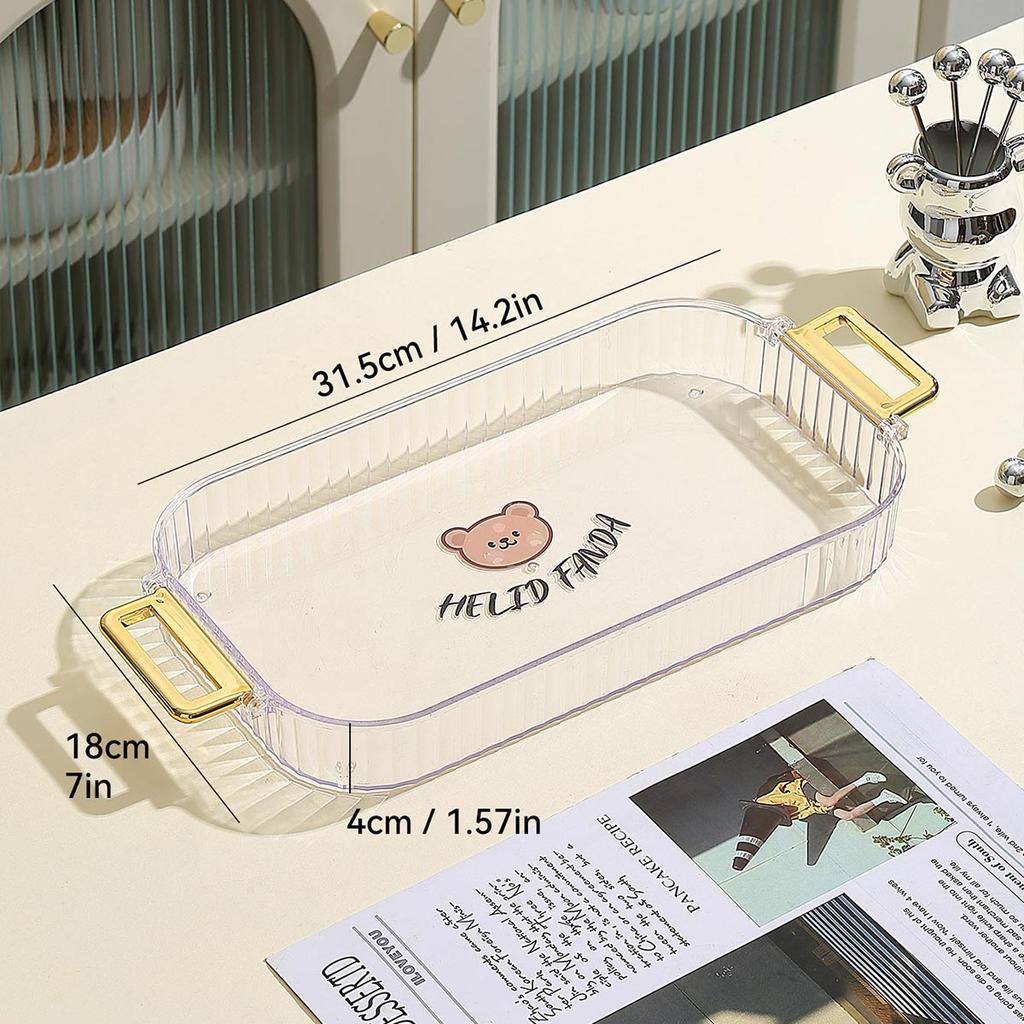 Пластиковый сервировочный поднос с ручкой Поднос для фруктов для гостиной Чайный поднос Прозрачный Обеденная тарелка Кухонный