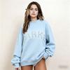 Womens Loose Fit Crewneck Sweatshirt Cotton Embroidered Casual Top Students