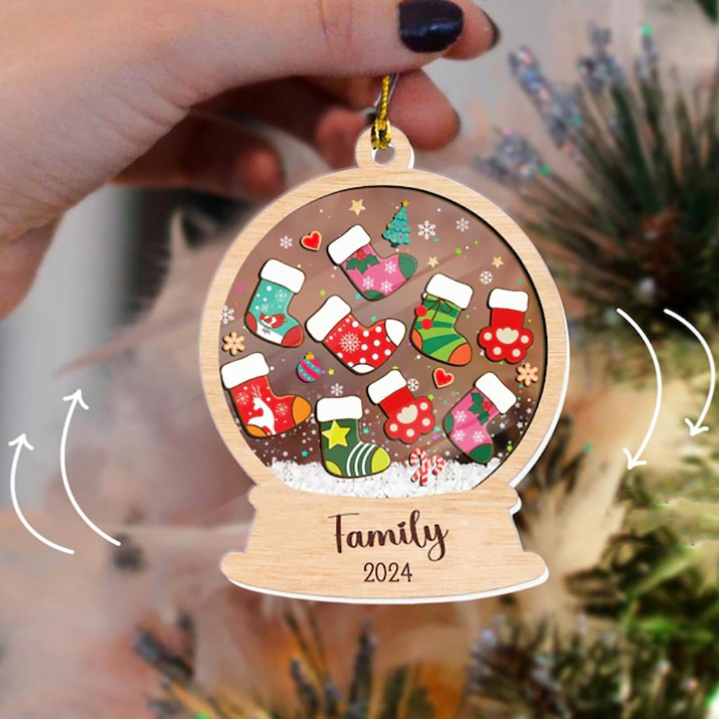 Семейное рождественское украшение из дерева для персонализированного домашнего декора и праздника