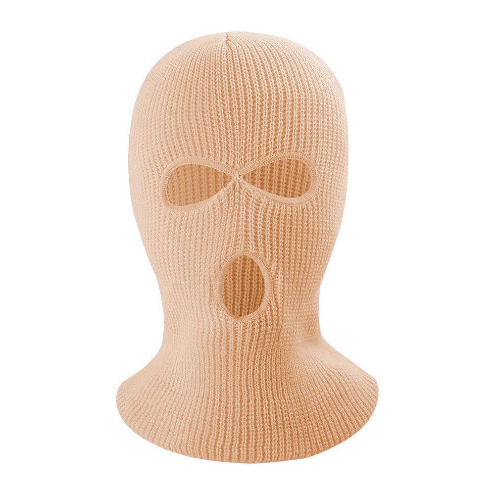 Winter Warm 3-hole Ear protection Embroidery White Knitted Full Face Mask Cover Cap Ski Mask Balaclava Pack for Men