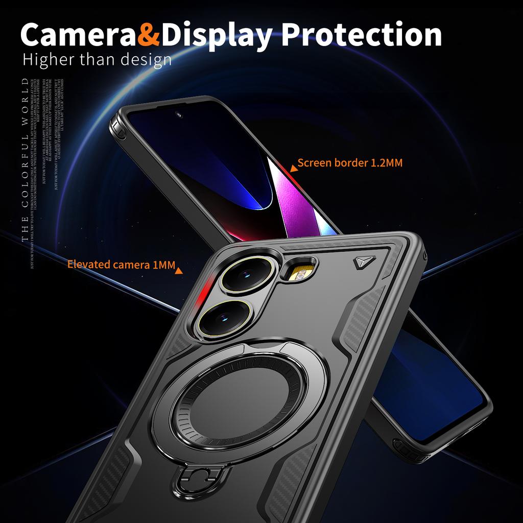 For Xiaomi Poco X7 Pro 5G/Redmi Turbo 4 5G Case Compatible with MagSafe Military Protection PC+TPU Kickstand Phone Cover