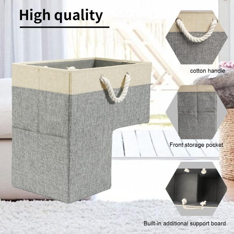 Stair Corner Storage Basket for Maximizing Unused Home Space Efficiently Craft of Fabric and Cotton Rope Materials