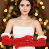 1pc Christmas Gloves Long Velvet Fluffy Cuff Party Decoration Gloves Xmas Costume Accessories Keep Warm Winter Gloves for Women