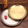 Round Dinner Plate Serving Platter Stainless Steel Barbecue Tray Korean Style Serving Dish Fruit Dessert Steak Plate