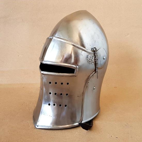 Средневековый рыцарский шлем Барбута из мягкой стали Барбута с забралом Воин LARP Косплей Хэллоуин Серебряный шлем