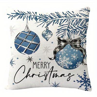 Home Decor Merry Christmas & Snowy Winter Pillows Pattern Cushion Cover Suitable For Sofa Bedroom Car Pillow Cover