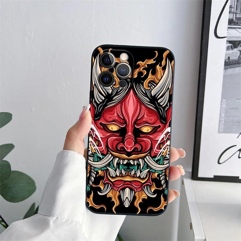 Чехол для телефона с татуировкой маски Ханя самурая для iPhone 11 15 Pro Max Чехол Coque 14 Plus 13 Pro 12 11 X S XR 7 8 SE 2020 Мягкий чехол из ТПУ