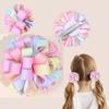 2Pcs New Ribbon Flower Hair Clips Rainbow-coloured Hydrangea Ponytail Holder Hairpins Girl Children's Kids Headwear Accessories