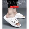 Mens Genuine Leather Slide Sandals Outdoor Slip-On Flat Shoes With Non-Slip Sole
