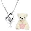 Sears Белый плюшевый мишка Ожерелье из белого золота с открытым сердцем и женским цирконием, p6127-tdt-01-w-w